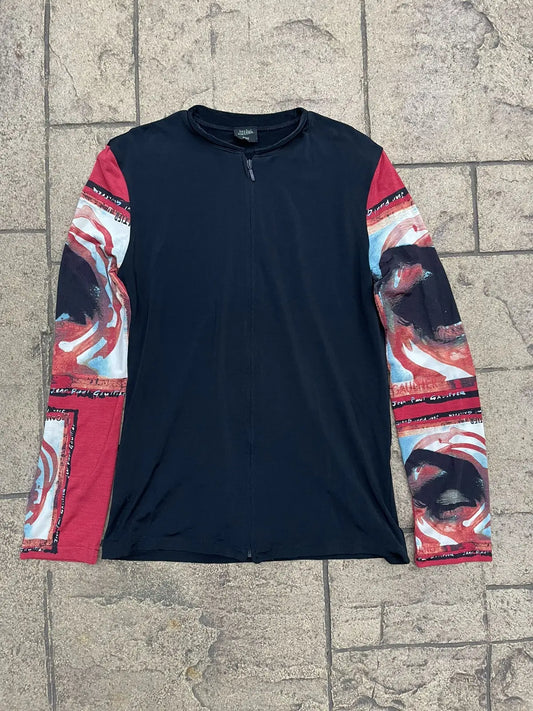 Jean Paul Gaultier SS96 Madonna Eye Mesh Zip Long Sleeve Top