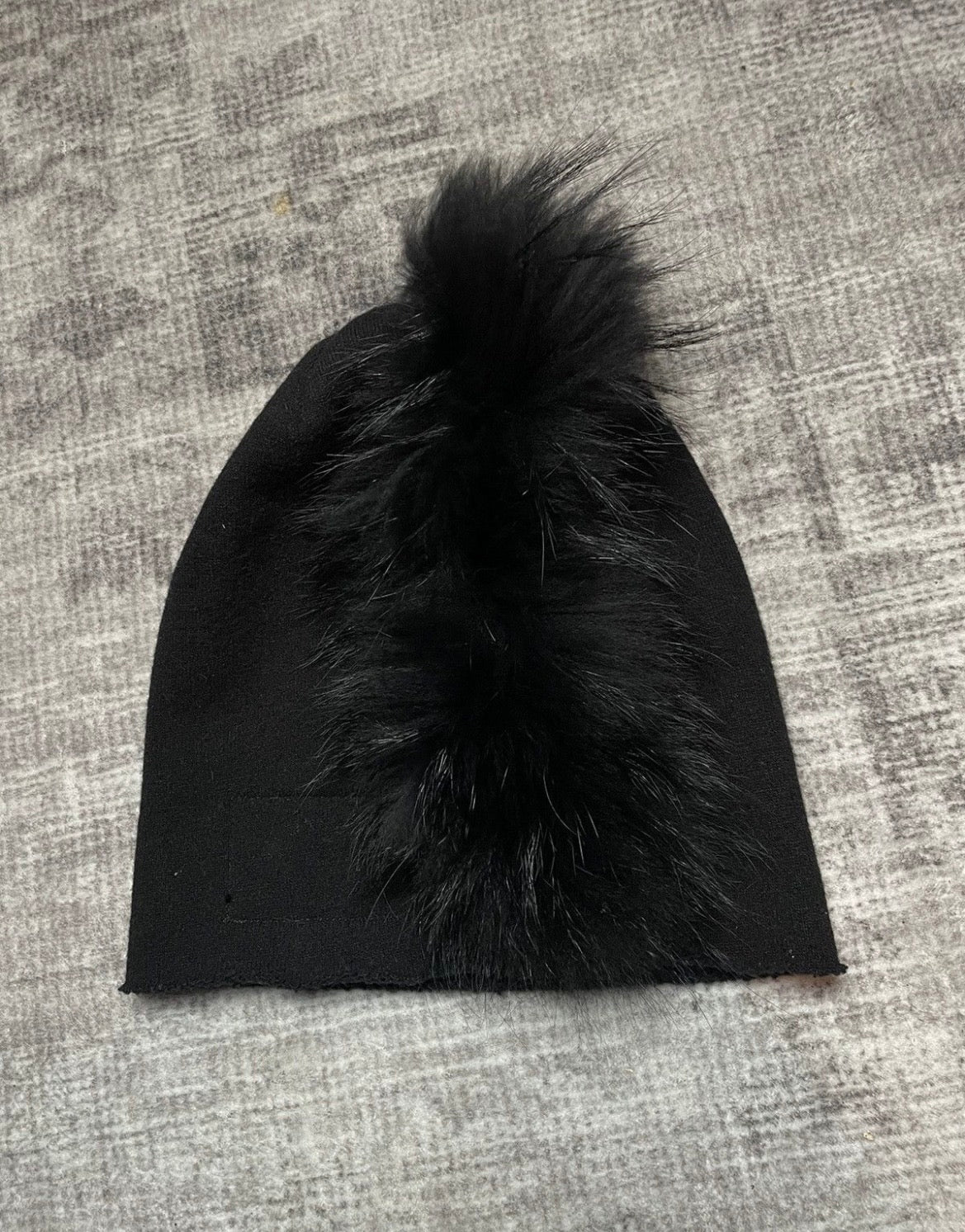 L.G.B. Le Grande Bleu Racoon Rabbit Fur Mohawk Beanie