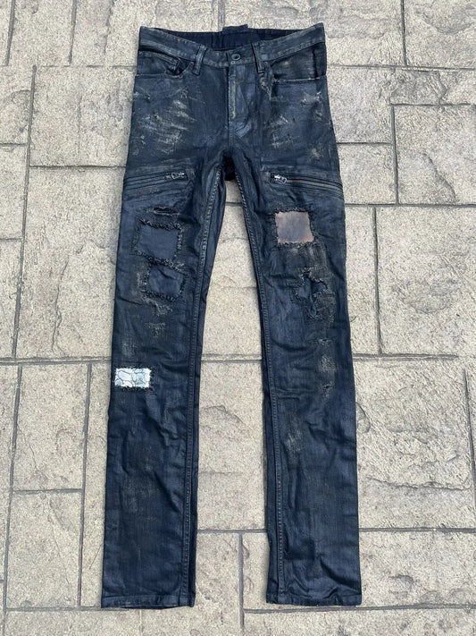 L.G.B. Le Grande Bleu Coated Patch Cross Denim Black RARE