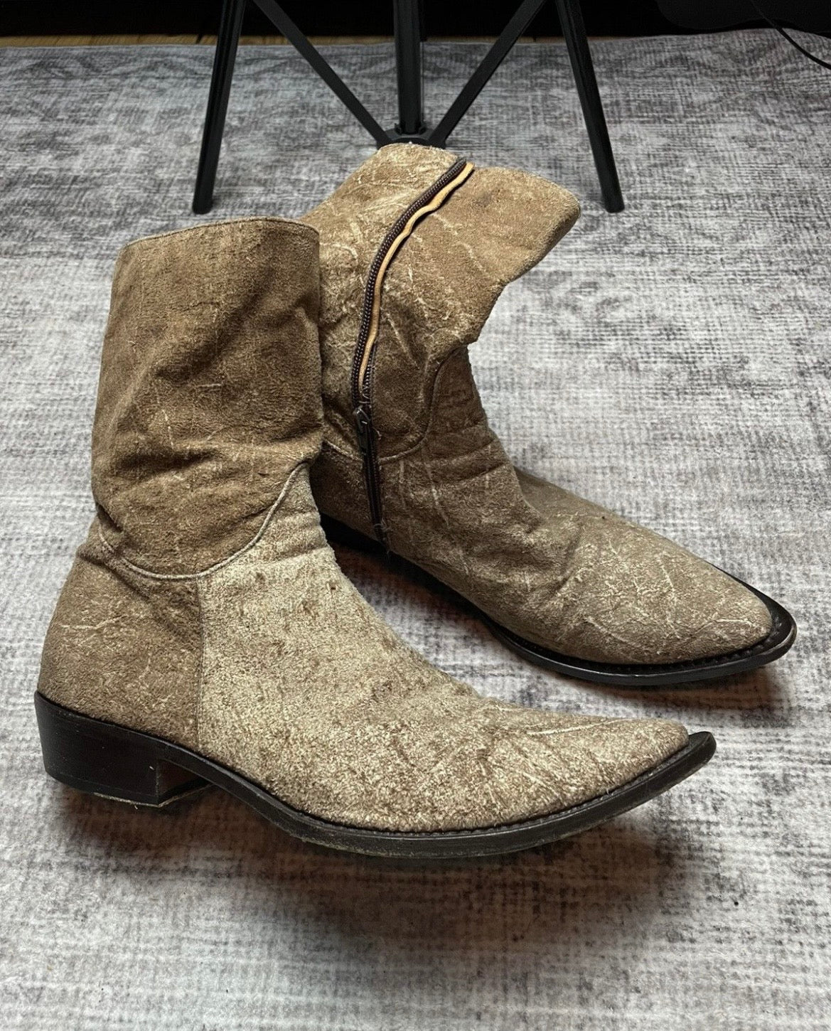 Gianni Barbato Scarred Side Zip Boots