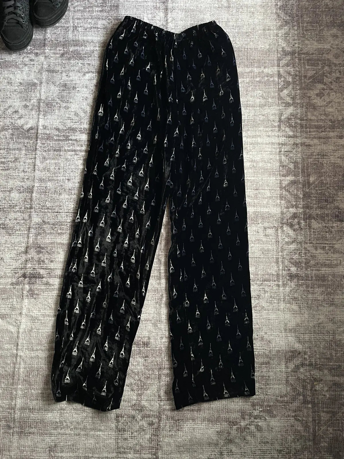Balenciaga FW19 Eiffel Tower Silk Pajama Pants